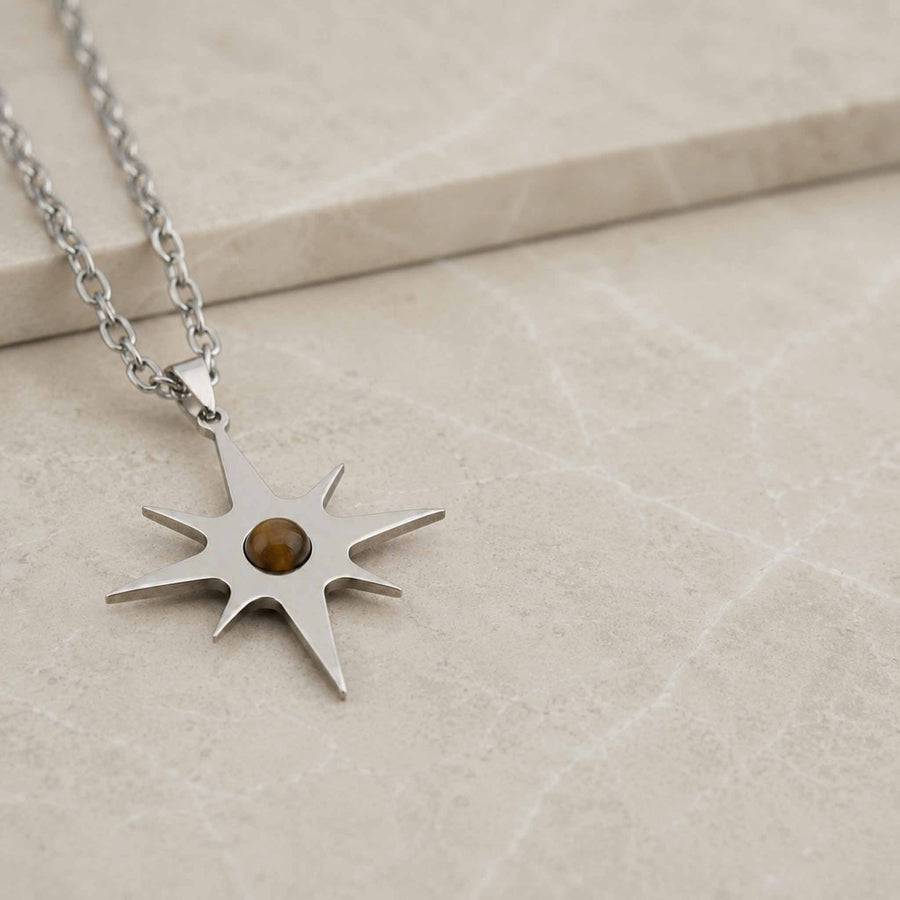 Collana lunga Stella Polare con pietra naturale