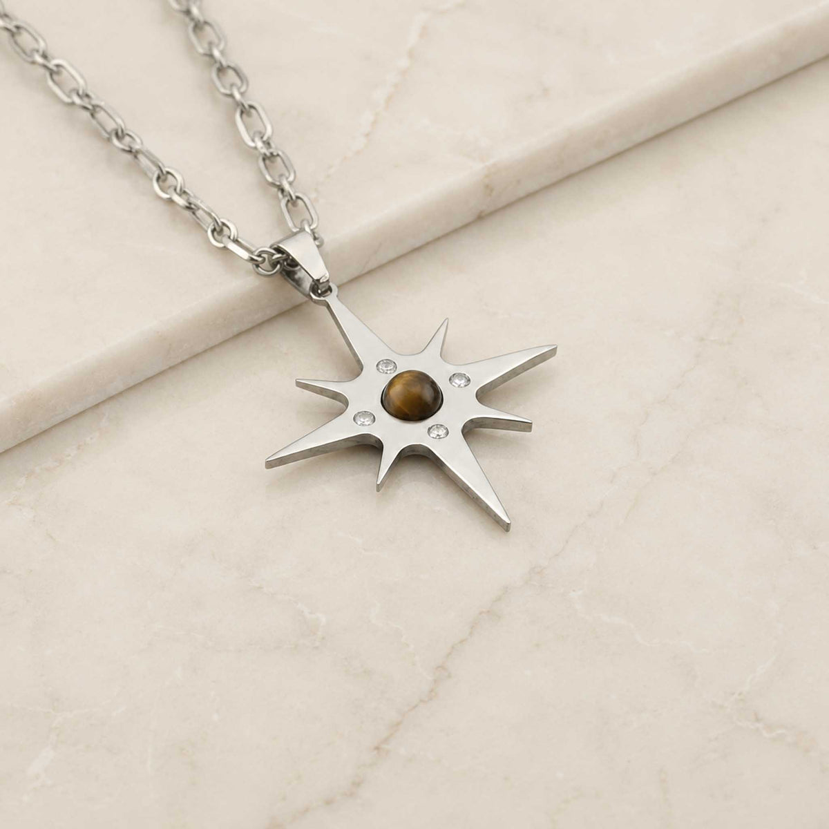 Collana Stella Polare con pietra naturale e zirconia cubica