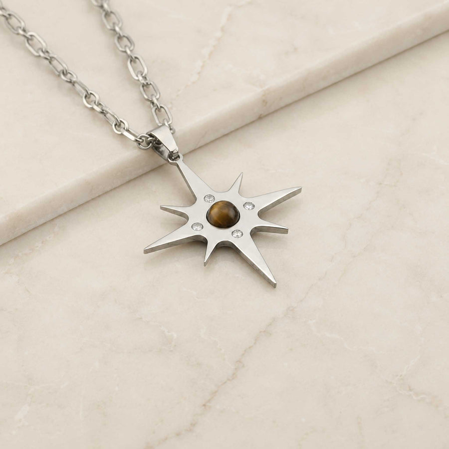 Collana Stella Polare con pietra naturale e zirconia cubica