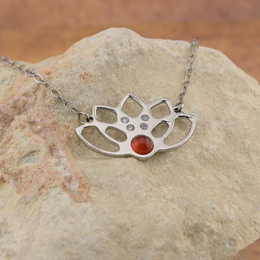 Collana Loto Aura con zirconia e corniola