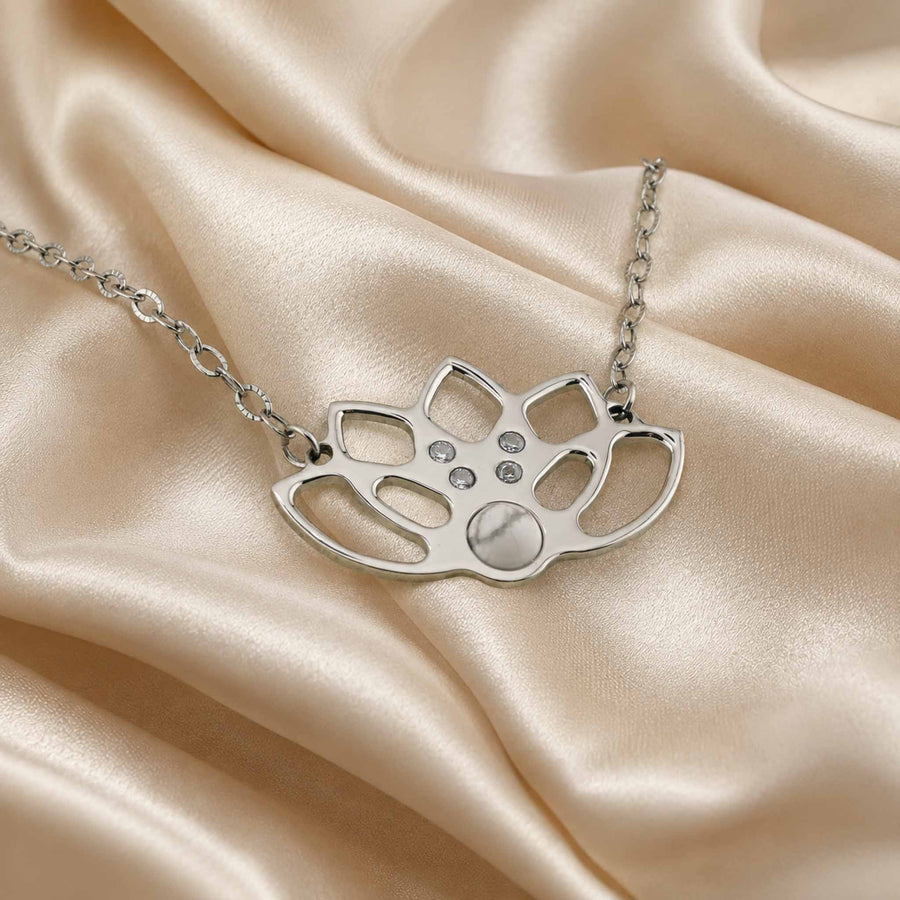 Collana Loto Aura con pietra naturale e zirconia