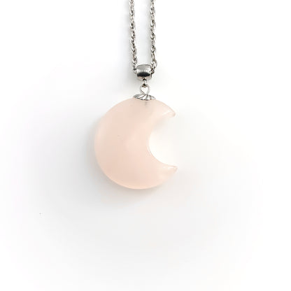 Collana con Luna in Quarzo rosa