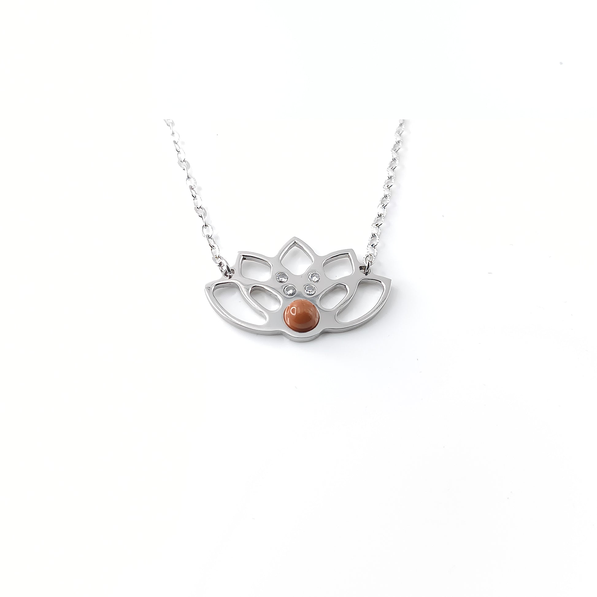 Collana Loto Classico con pietra naurale e Zirconia cubica