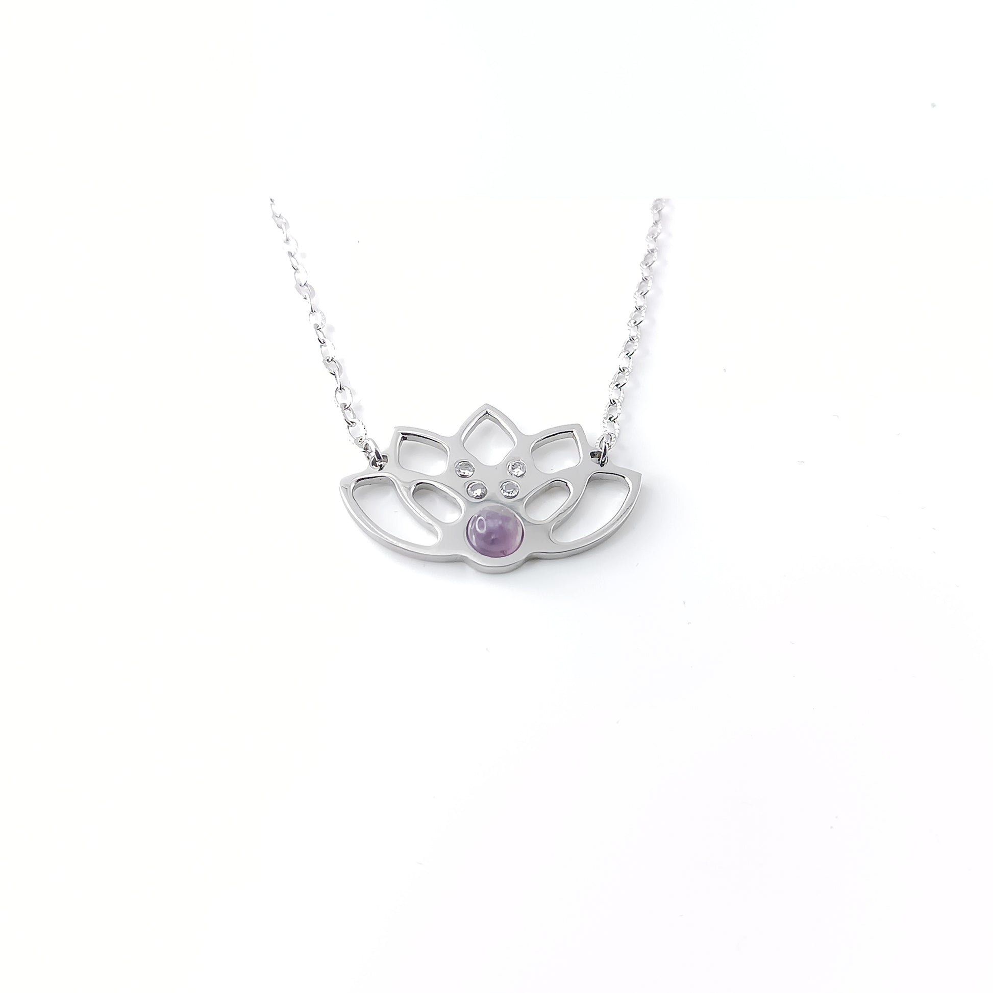 Collana Loto Classico con pietra naurale e Zirconia cubica