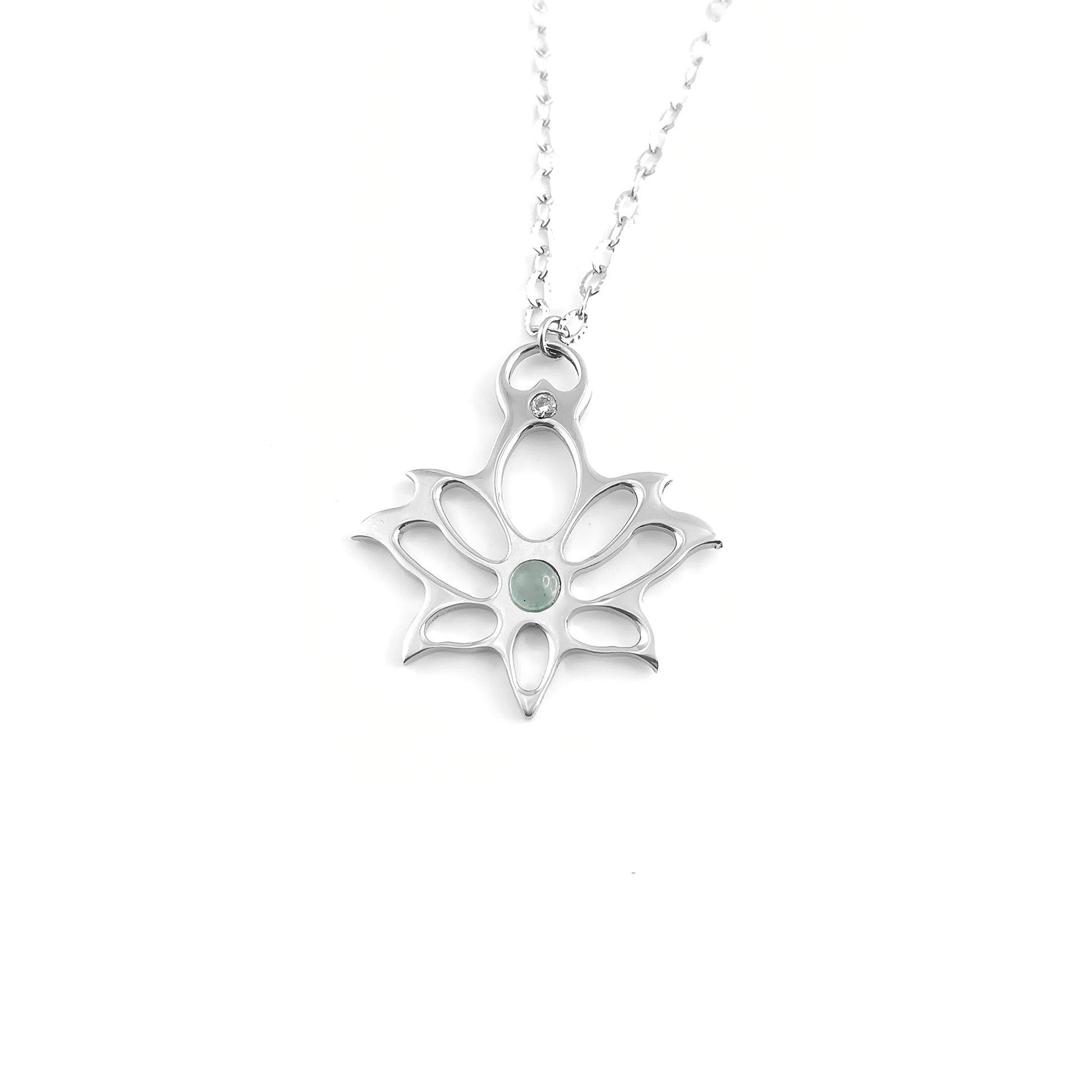 Collana Loto moderno con pietra naturale e Zirconia cubica