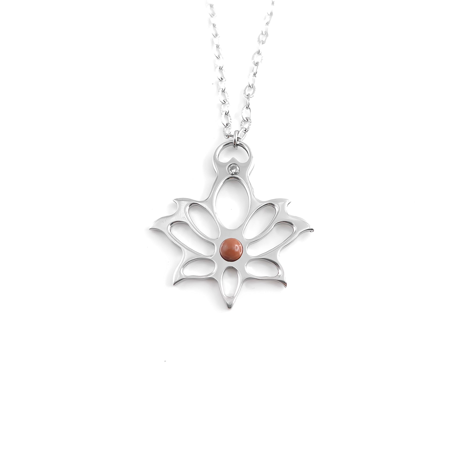 Collana Loto moderno con pietra naturale e Zirconia cubica