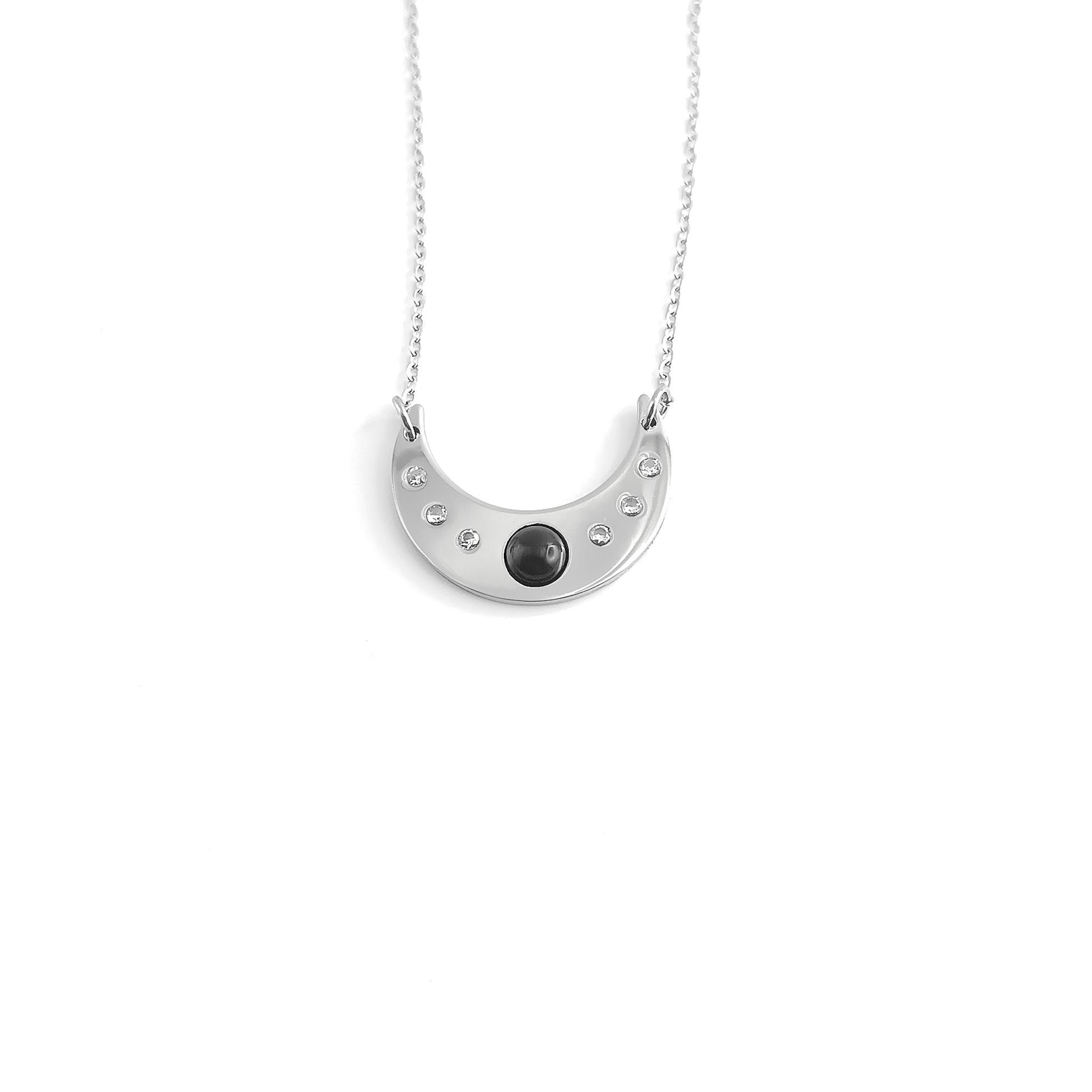 Collana luna con pietra naturale e Zirconia cubica