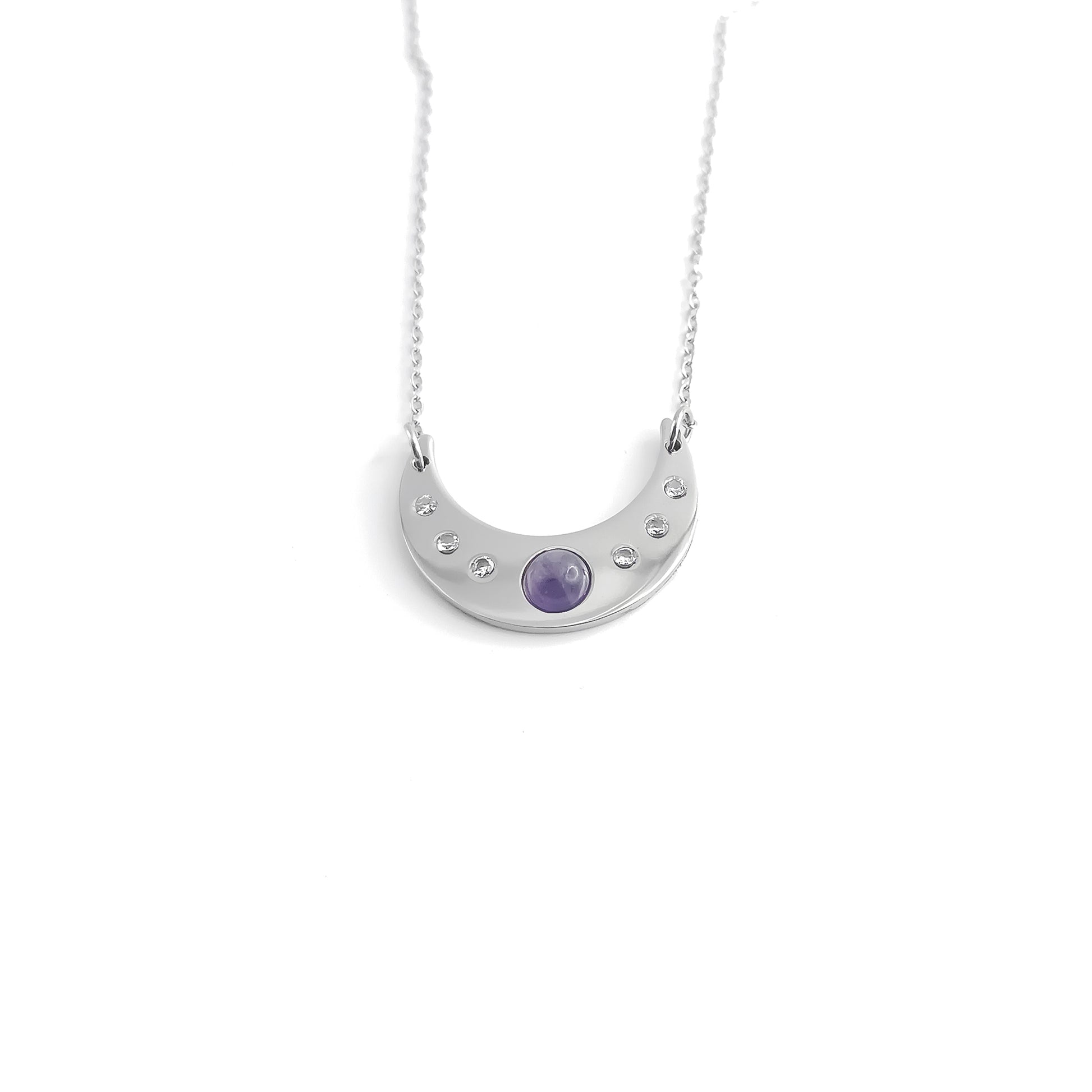 Collana luna con pietra naturale e Zirconia cubica