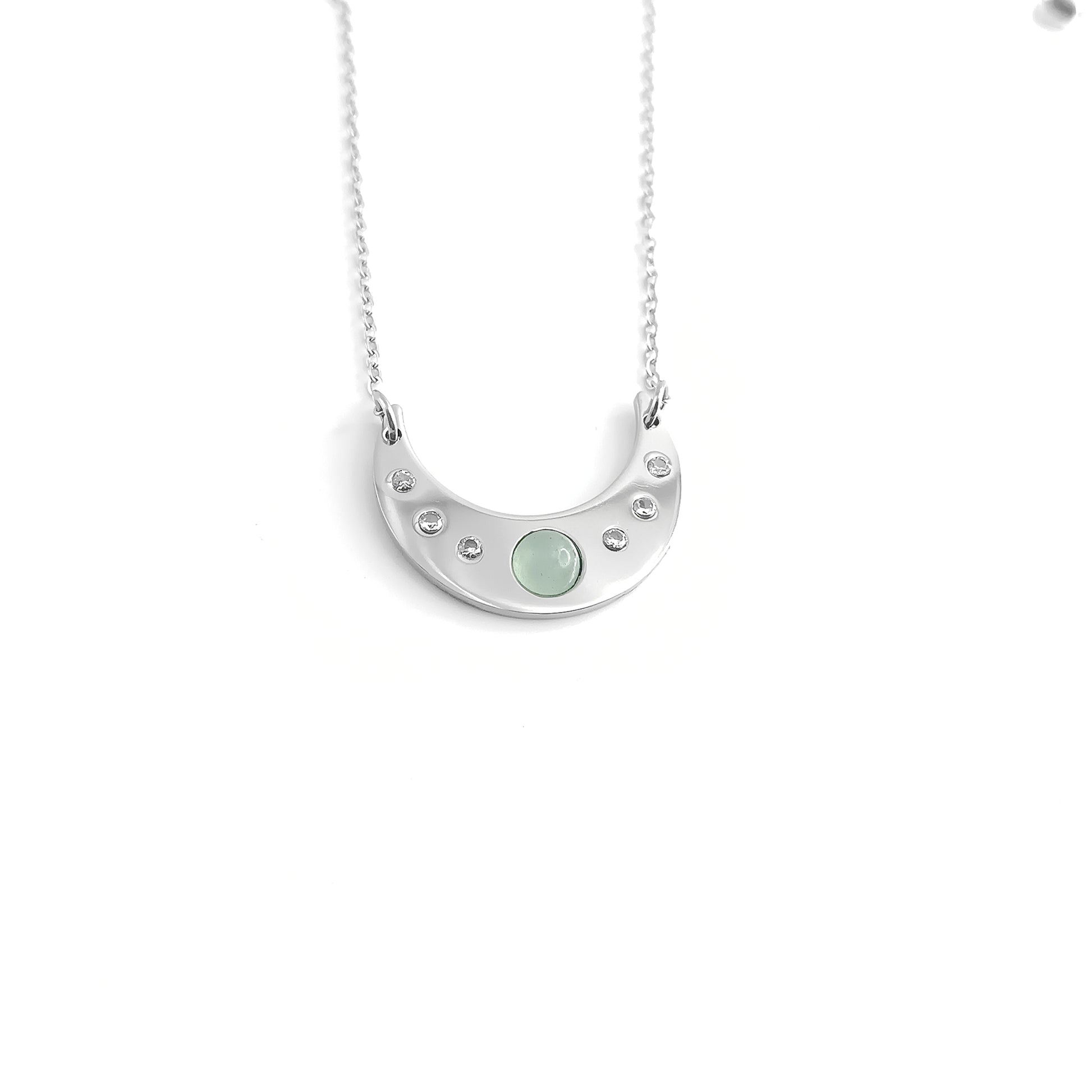 Collana luna con pietra naturale e Zirconia cubica
