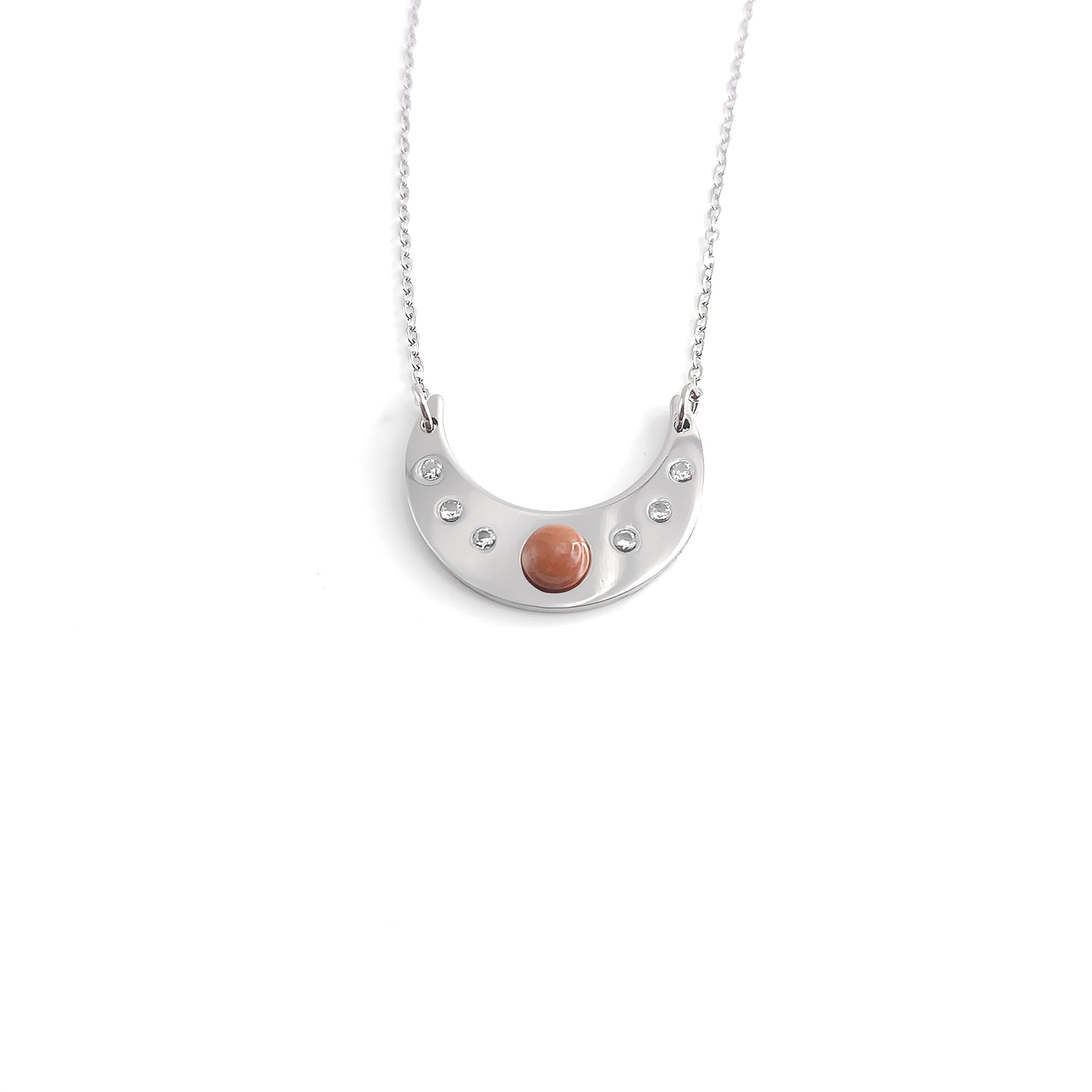 Collana luna con pietra naturale e Zirconia cubica