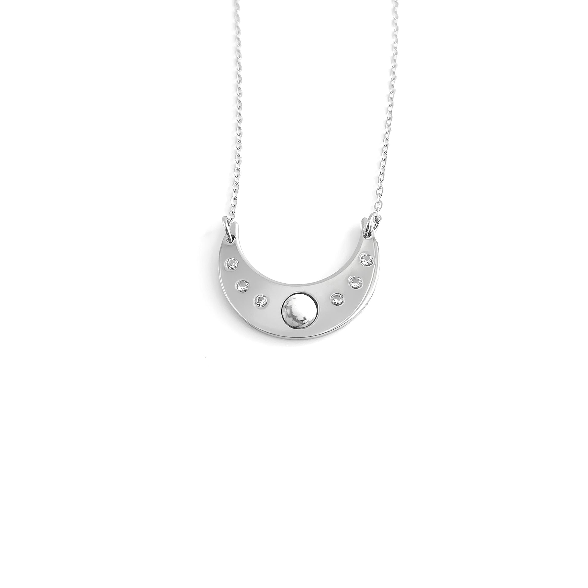 Collana luna con pietra naturale e Zirconia cubica