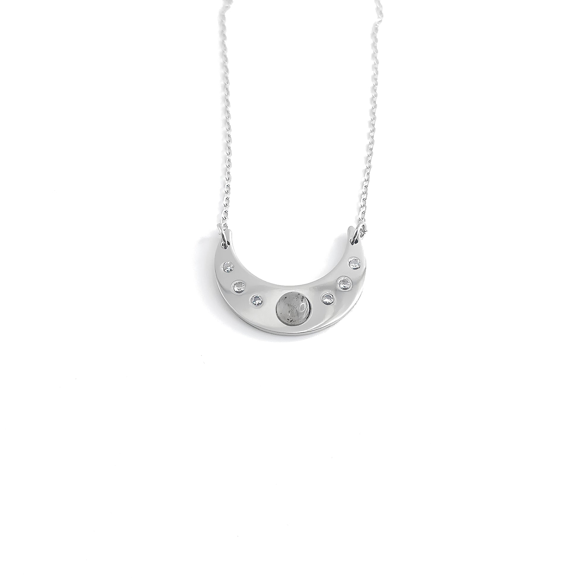 Collana luna con pietra naturale e Zirconia cubica
