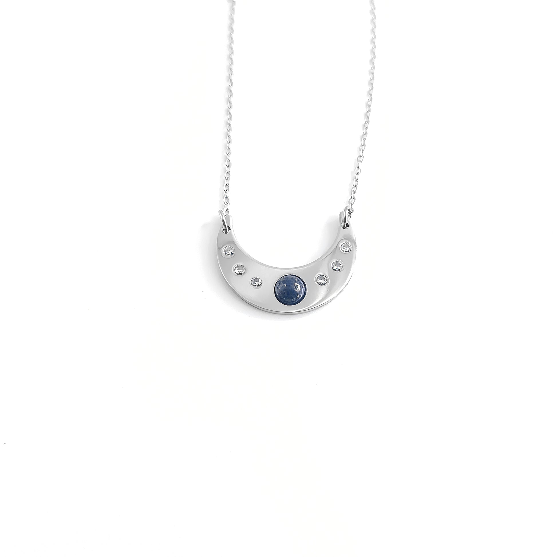 Collana luna con pietra naturale e Zirconia cubica
