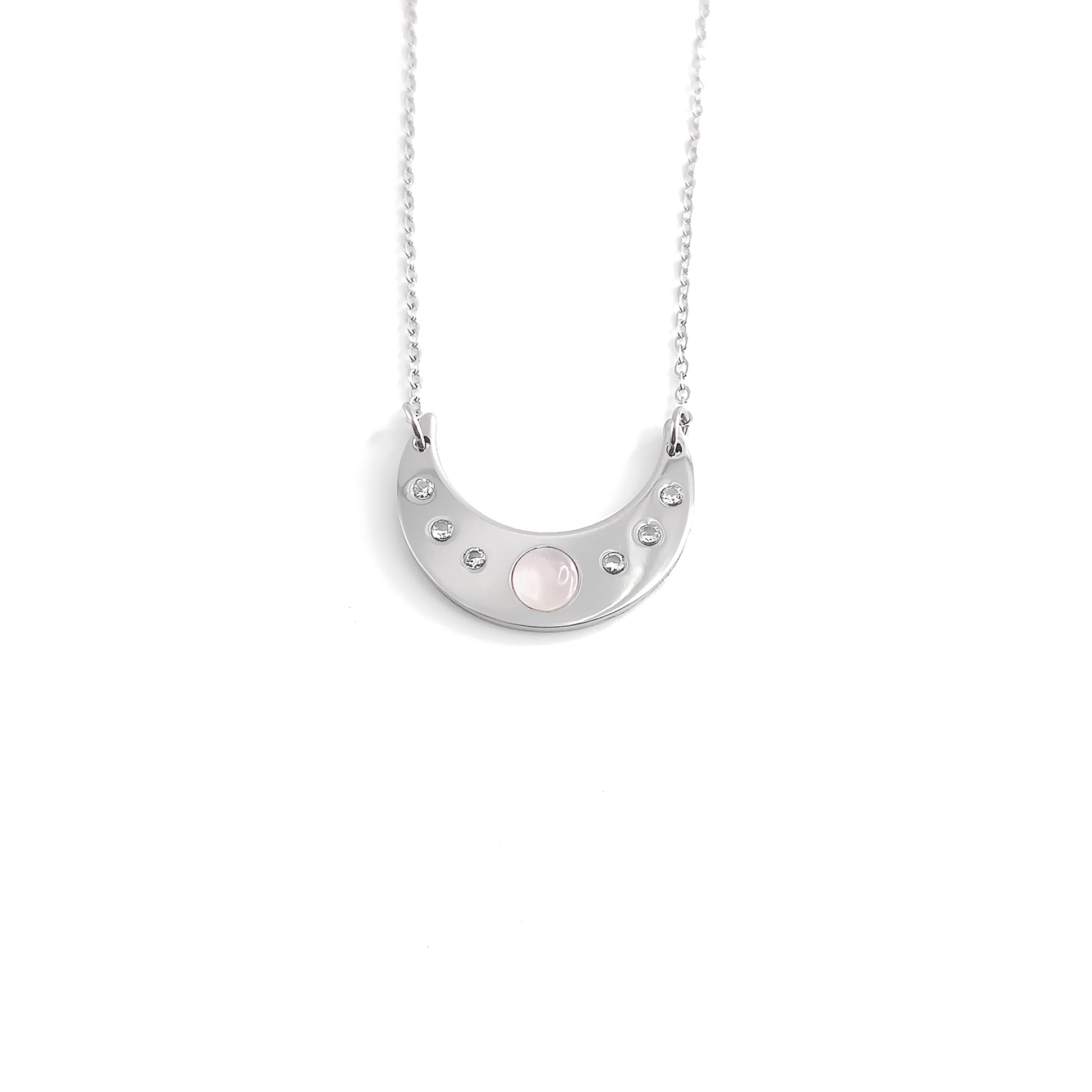 Collana luna con pietra naturale e Zirconia cubica