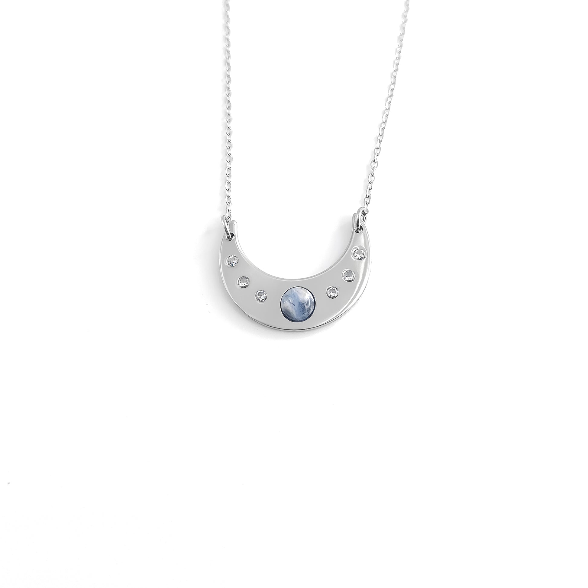 Collana luna con pietra naturale e Zirconia cubica