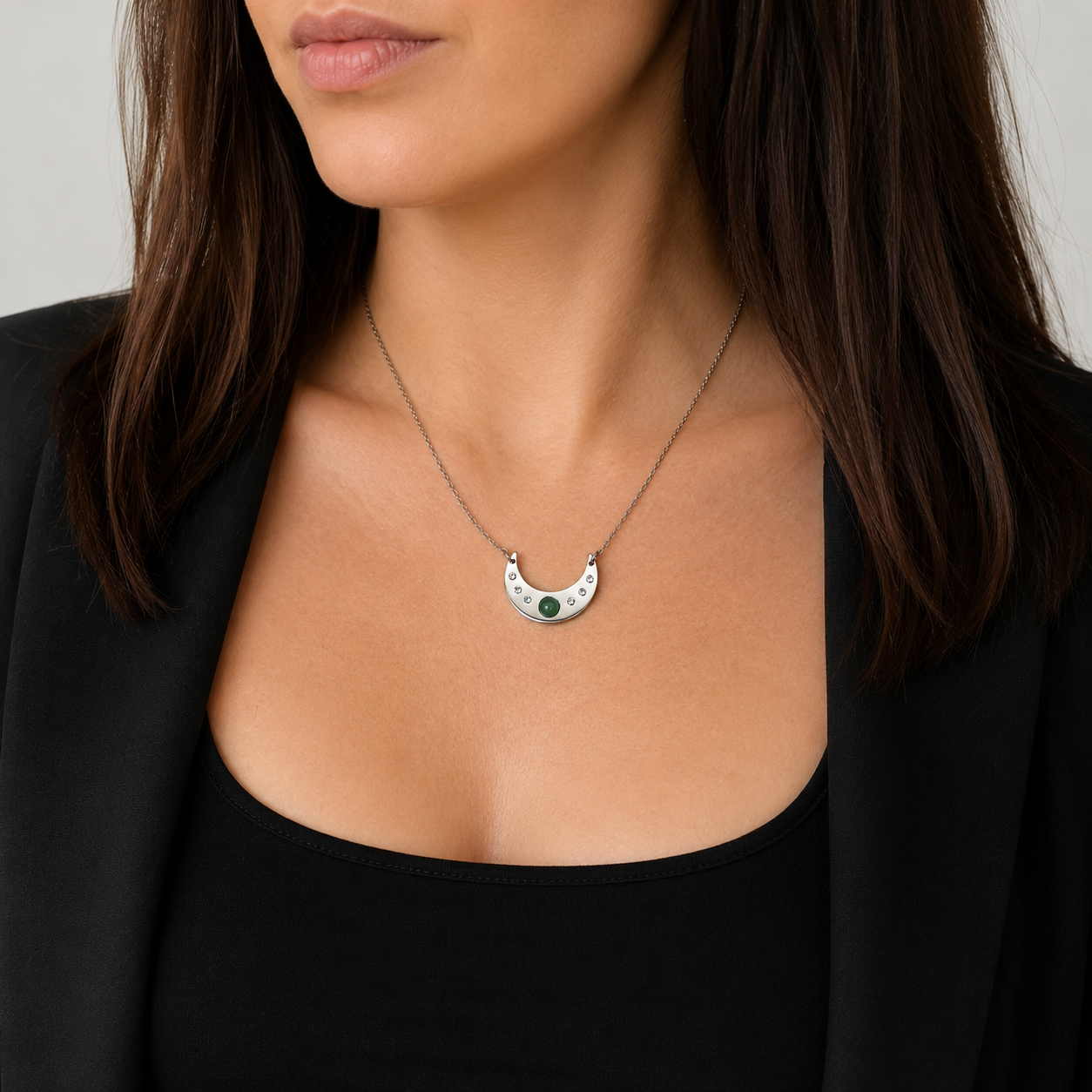 Luna con pietra naturale e Zirconia cubica