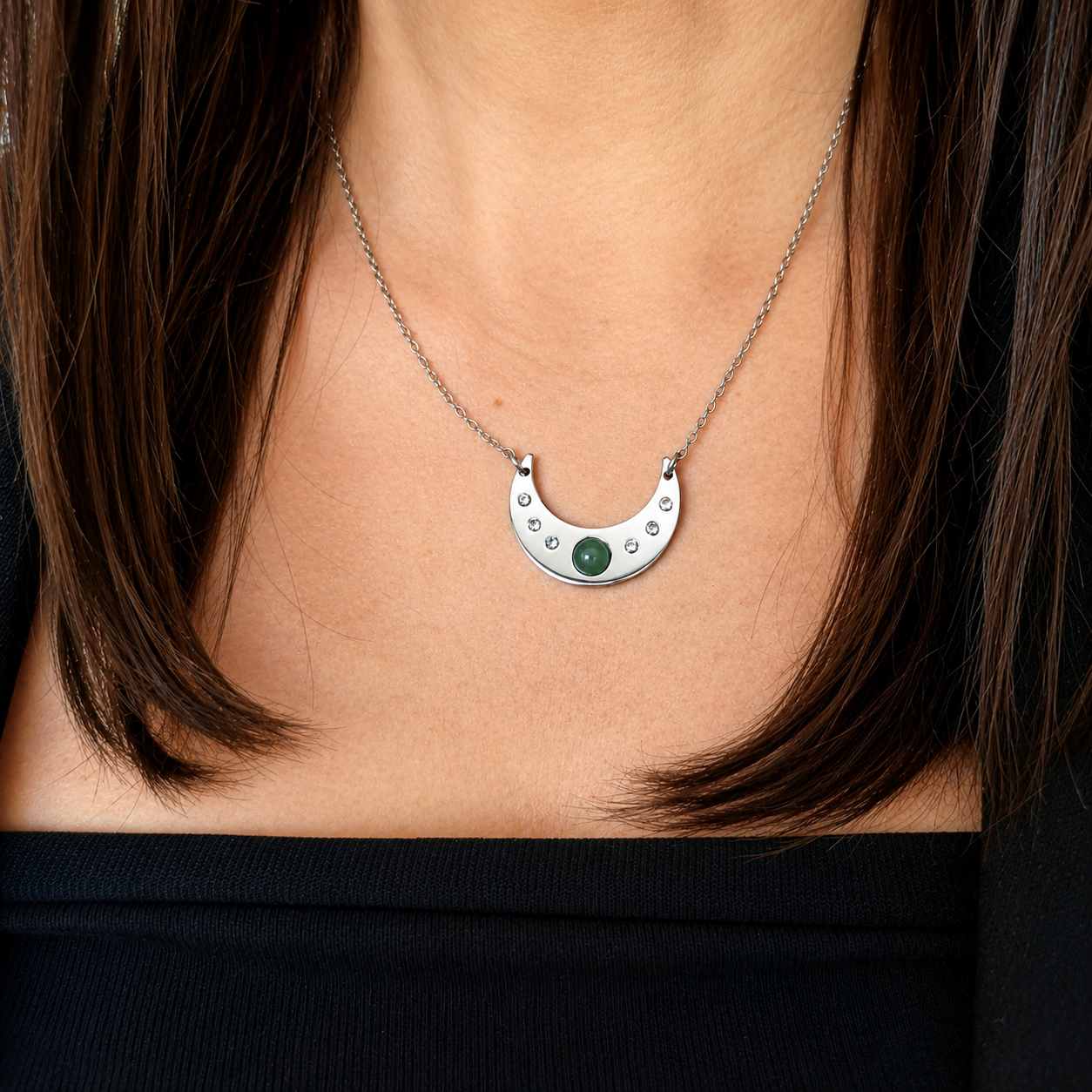 Luna con pietra naturale e Zirconia cubica