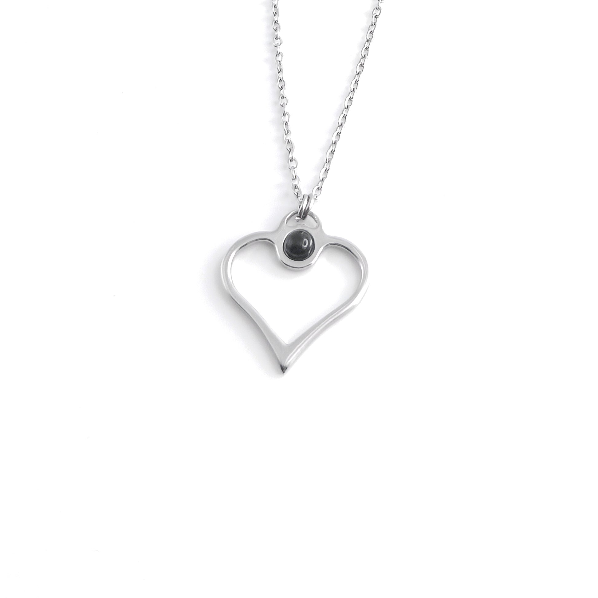Collana a cuore con pietra naturale centrale - Mini