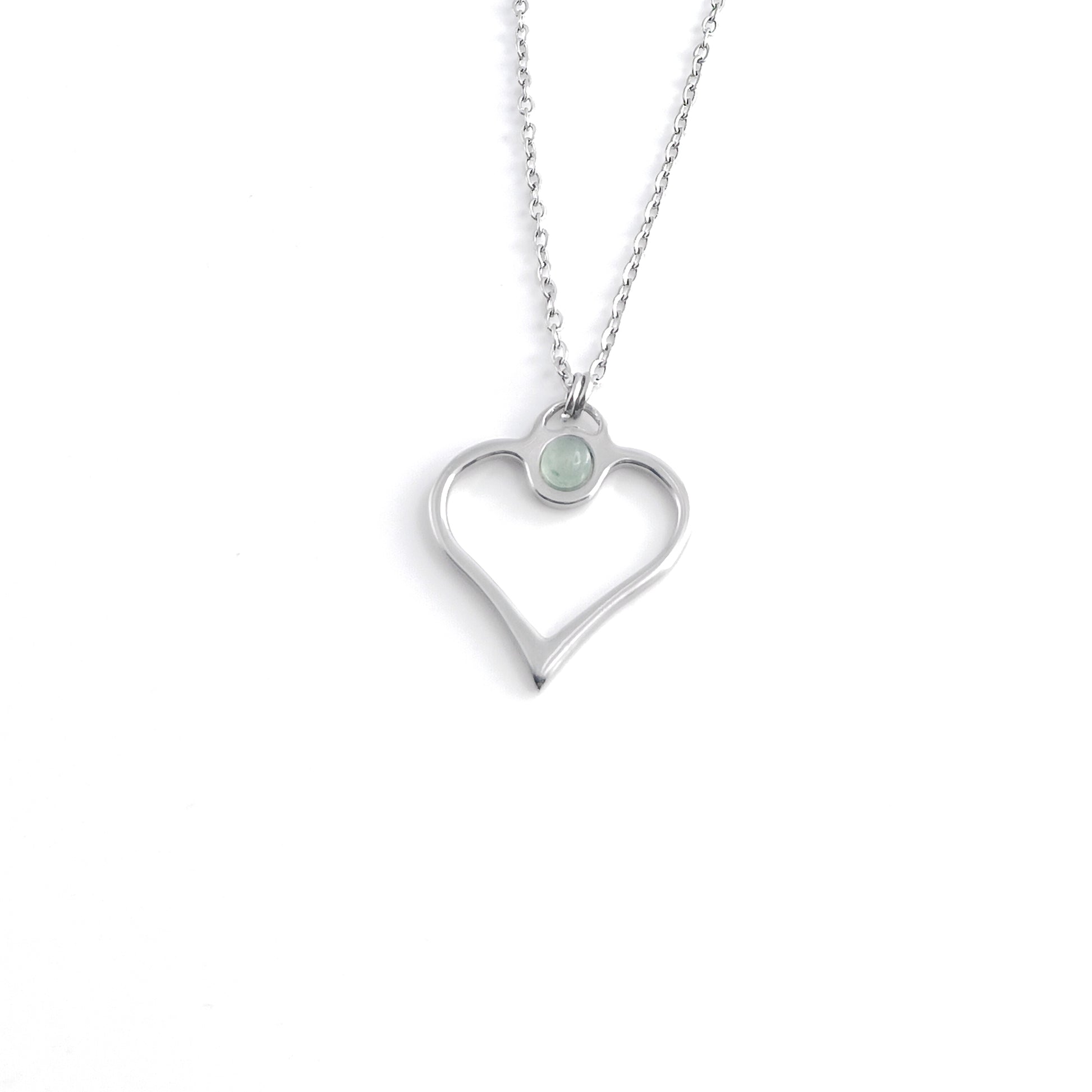 Collana a cuore con pietra naturale centrale - Mini