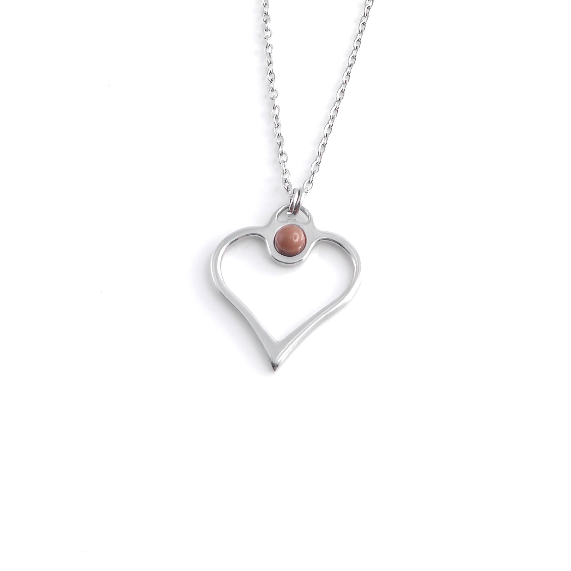 Collana a cuore con pietra naturale centrale - Mini