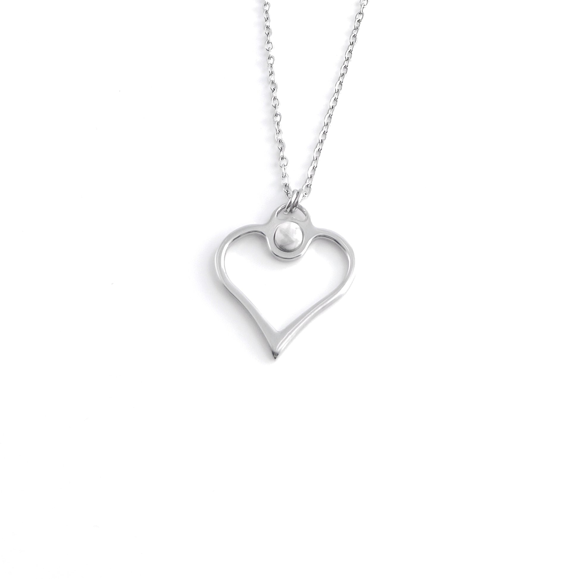 Collana a cuore con pietra naturale centrale - Mini
