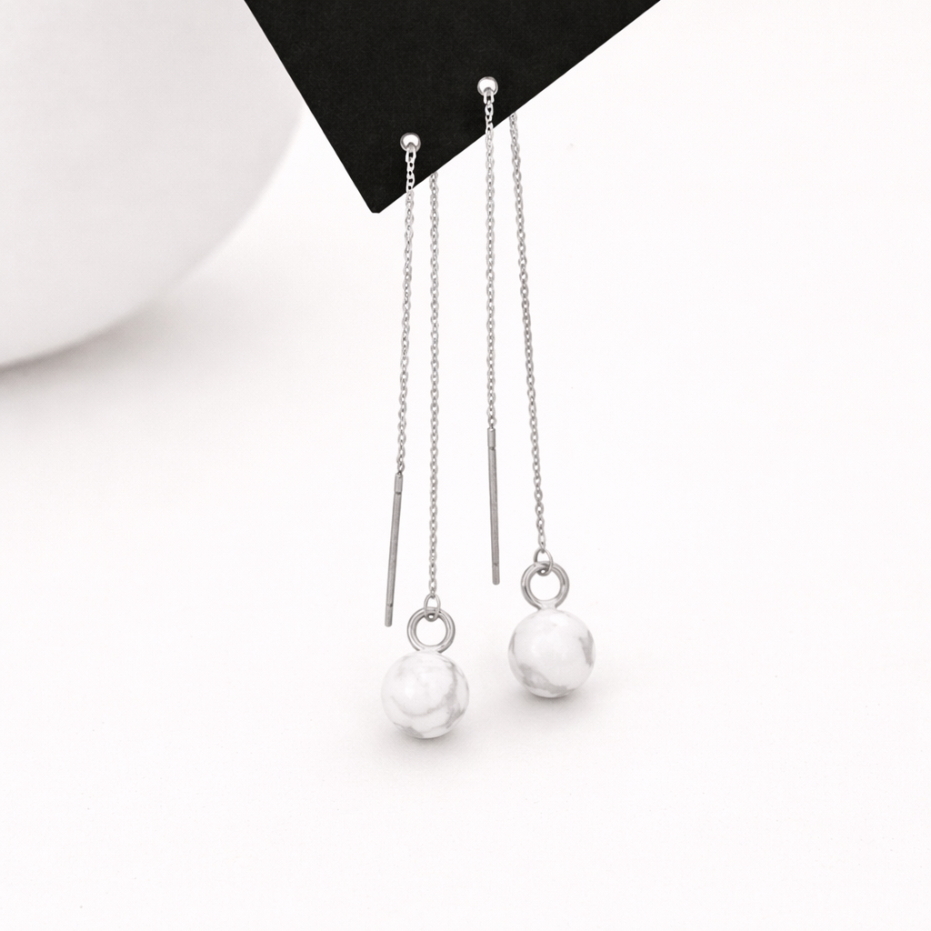 Orecchino pendente con pietra naturale
