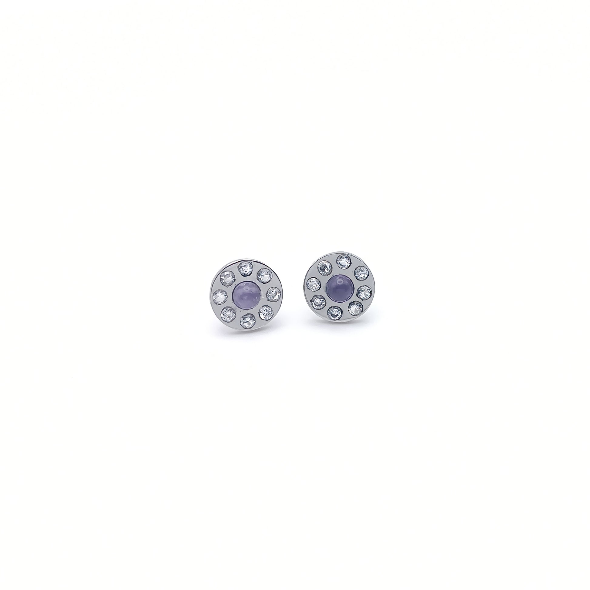 Orecchini a Lobo con pietra naturale e Zirconia cubica