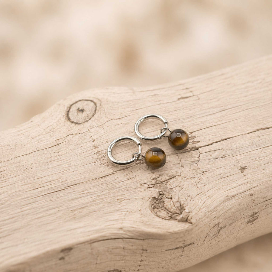 Orecchini a cerchio con pietra naturale
