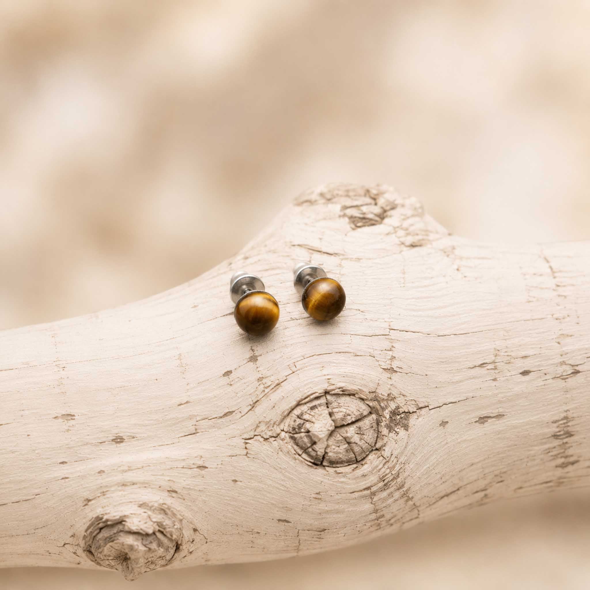 Orecchini a lobo con pietra naturale
