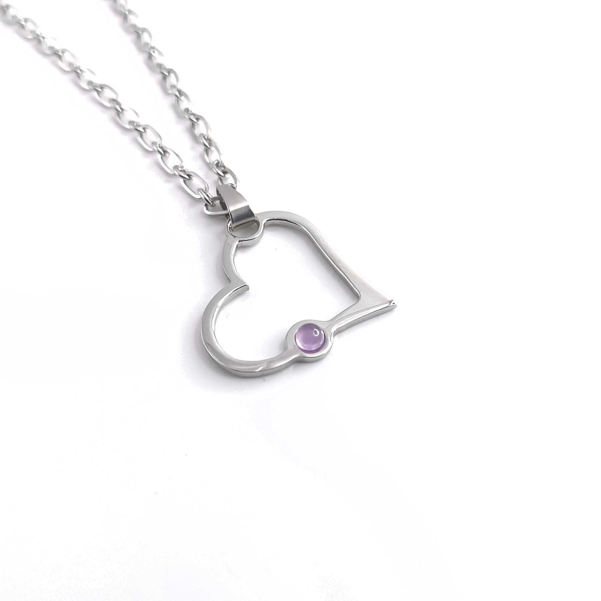 Collana con Cuore ad attacco laterale con pietra naturale