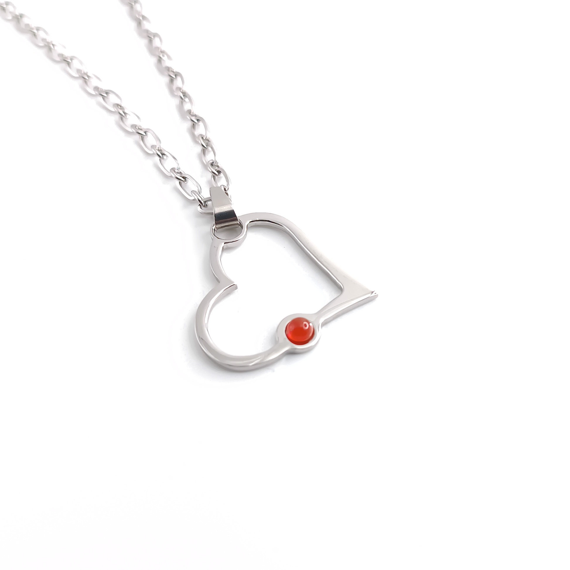 Collana con Cuore ad attacco laterale con pietra naturale