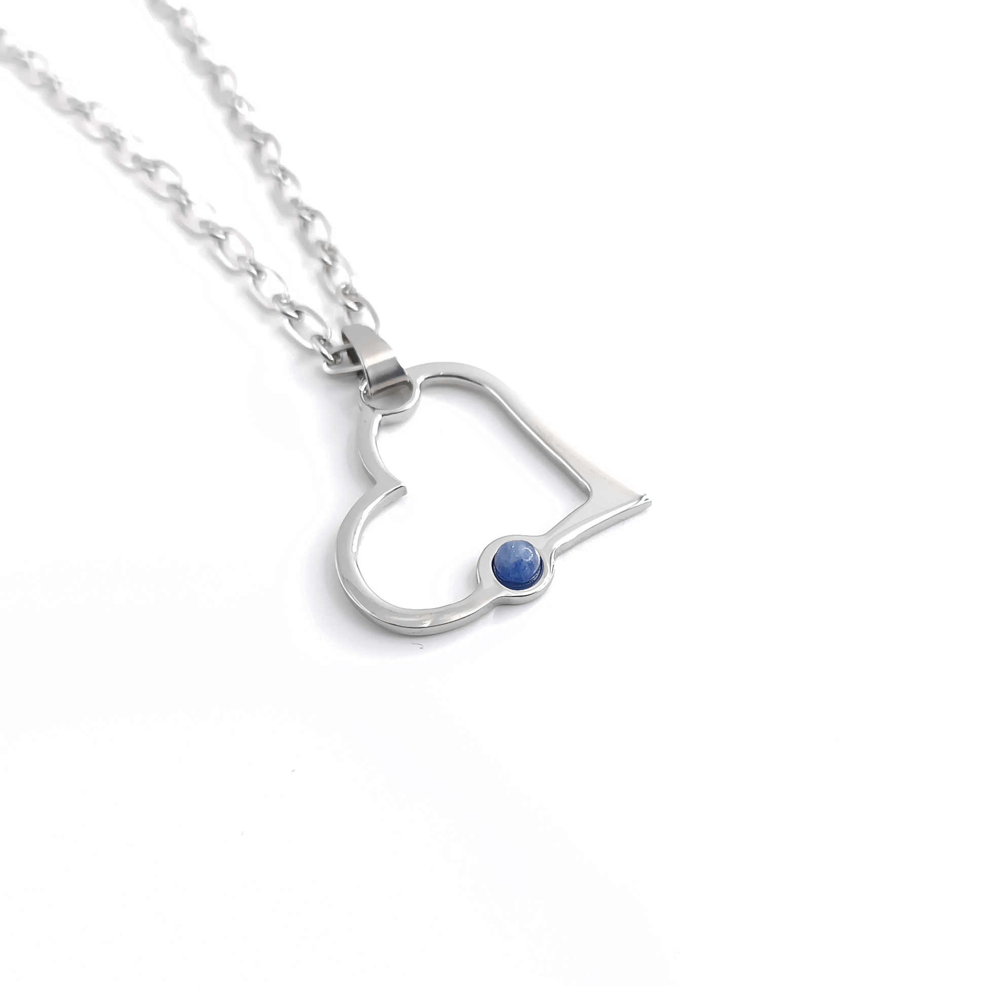 Collana con Cuore ad attacco laterale con pietra naturale