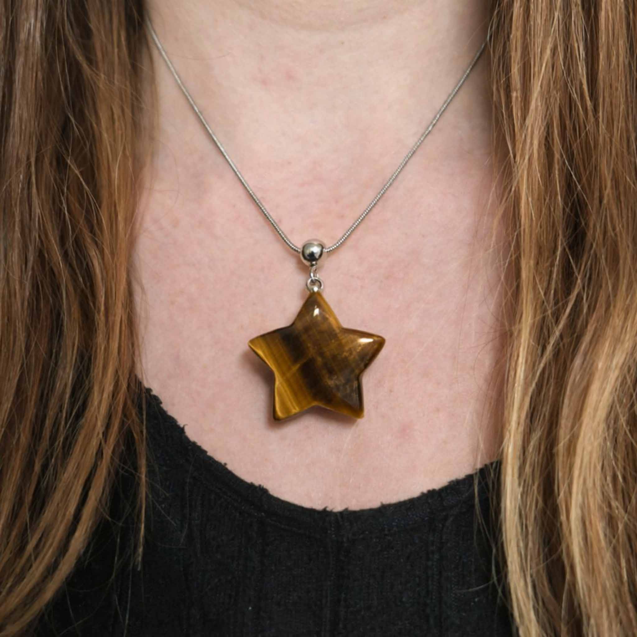 Collana con Stella in Occhio di tigre