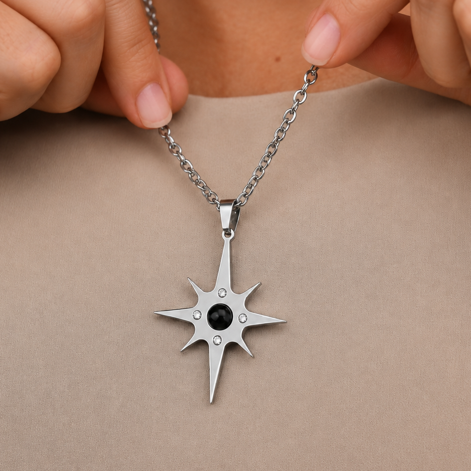 Collana Stella Polare con pietra naturale e zirconia cubica
