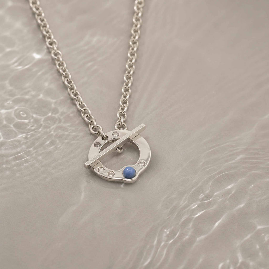 Collana Cerchio di zirconia con pietra naturale