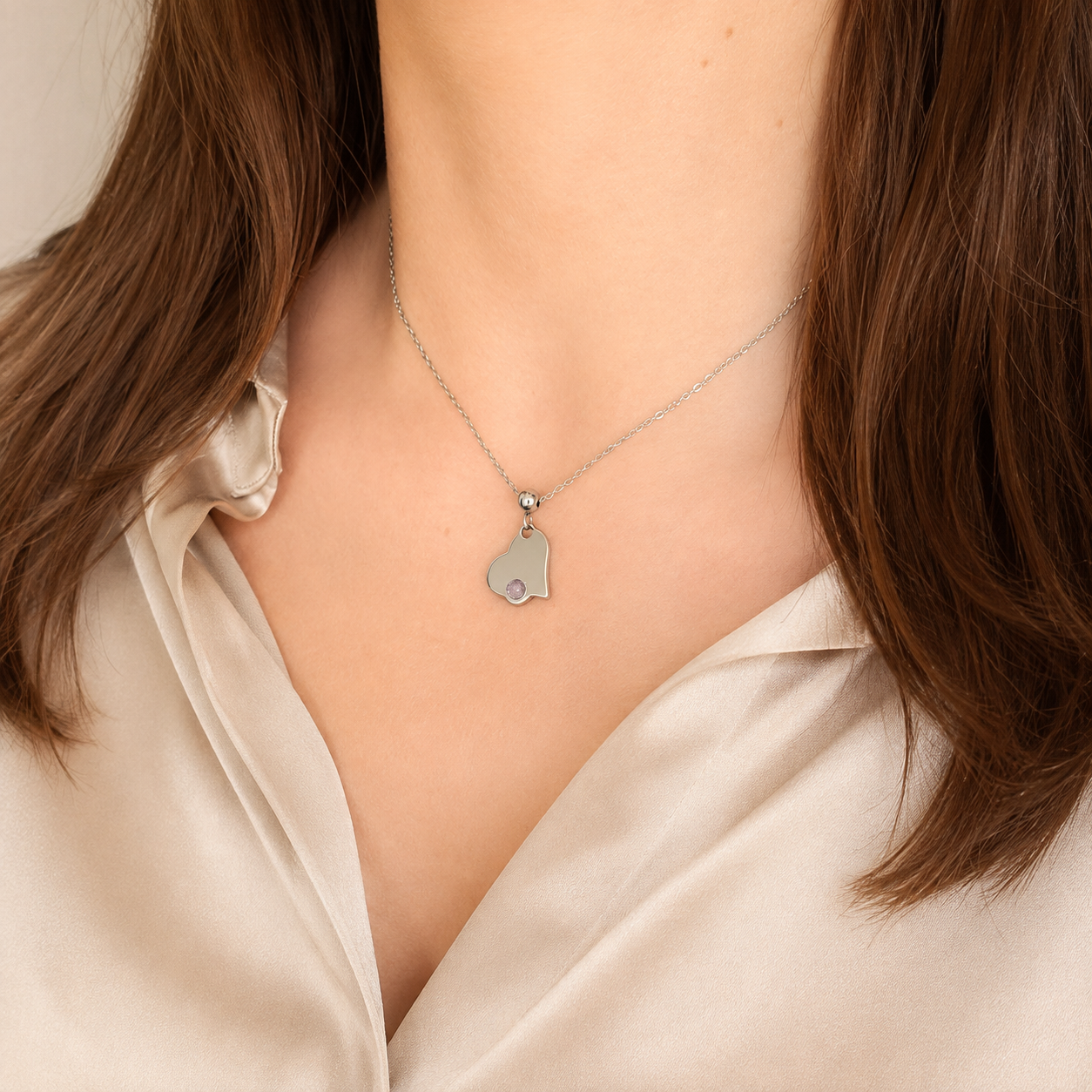 Collana Mini Cuore con pietra naturale